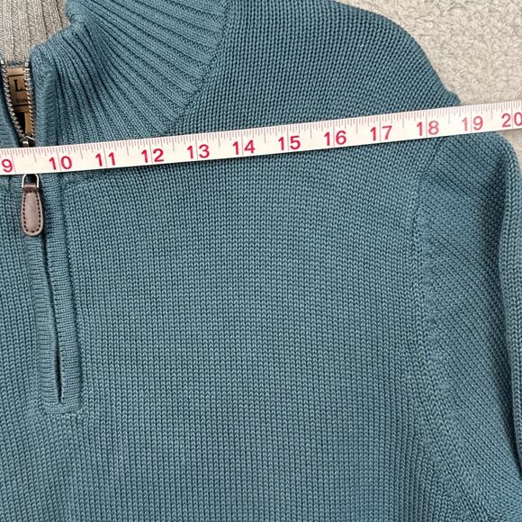 L.L. Bean Men's Quarter Zip Sweater Teal Green Size L Gorpcore Outdoor Cabincore - Picture 6 of 10